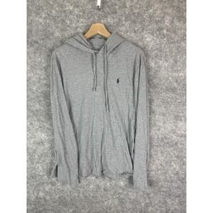 Polo Ralph Lauren Hoodie Mens Medium Small Pony Lightweight Pullover Gray